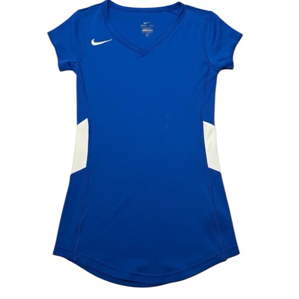 Nike Women's Short Sleeve Blue and White Tee